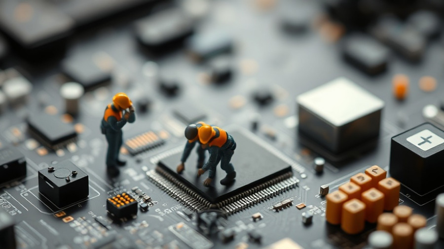Miniature workers assembling microtechnology for vector databases.