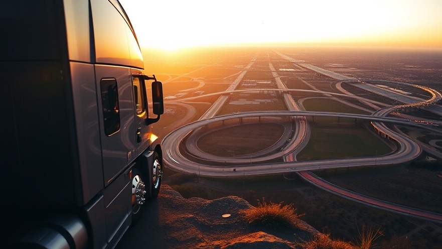 Modern semi-truck overlooking highways, symbolizing freight transportation demand.