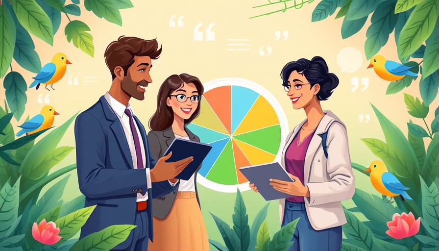 Illustration of data-driven audience strategy discussion with pie chart.