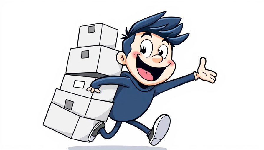 Cartoon person carrying boxes to buy bulk items to resell.