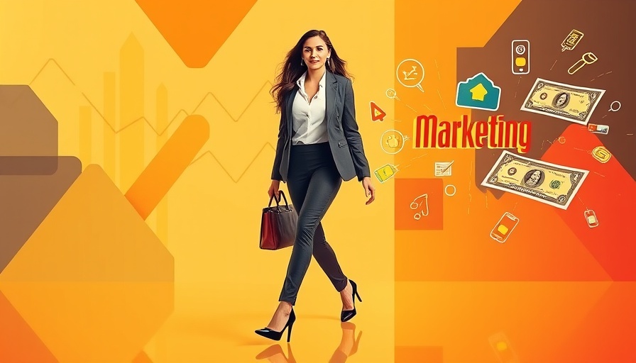 Stylish businesswoman and marketing symbols illustrating the role of customer experience in marketing.