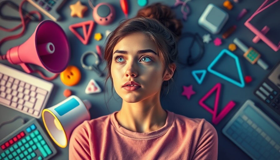 Young woman in creative digital art with Gen Z personal branding elements.