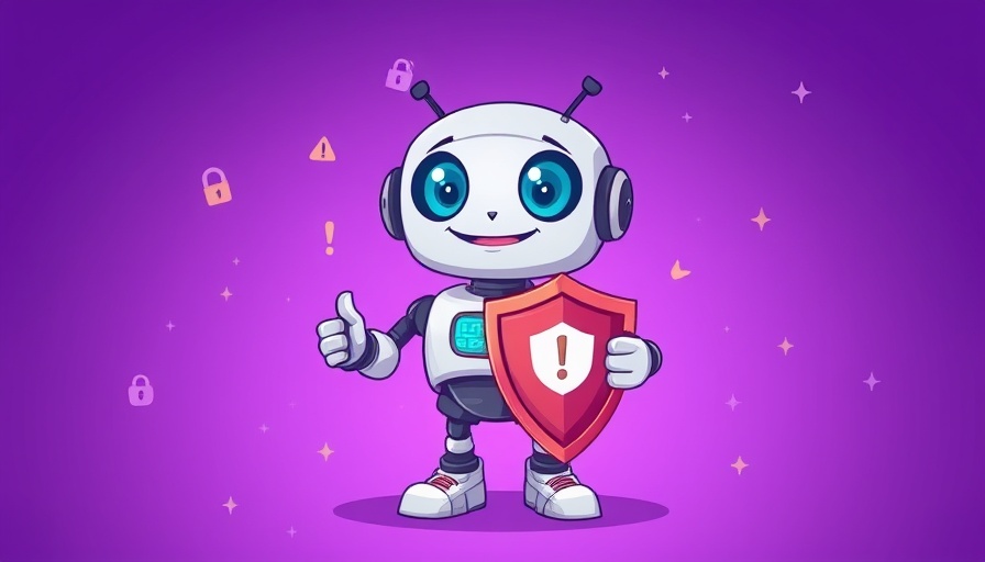 Cartoon robot with shield in a digital environment, representing toxicity detection in Salesforce CRM.