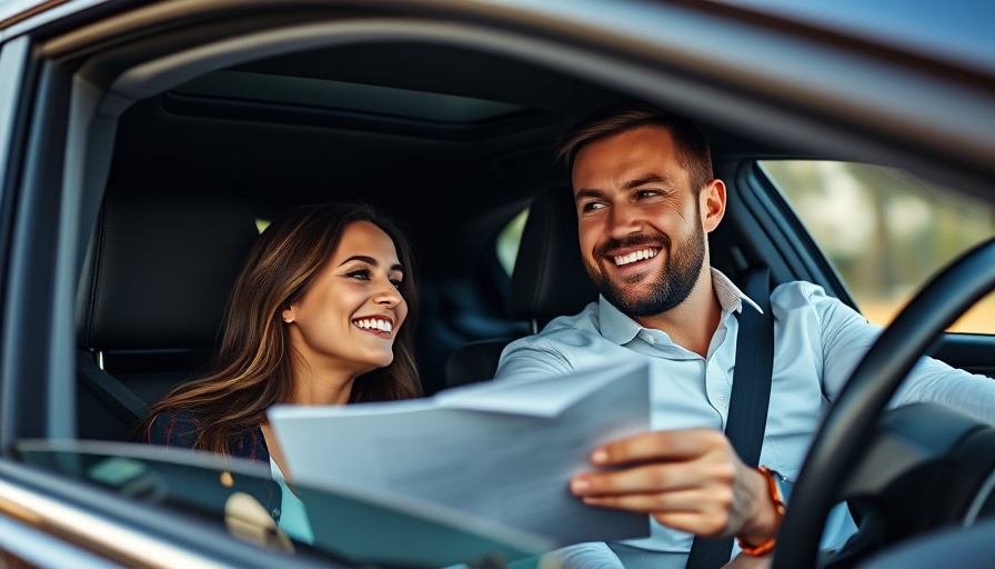 Salesman explaining documents to a woman in a car. Understanding Inside Sales.