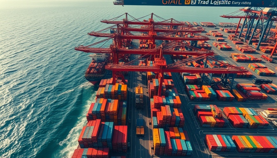 Aerial logistics port showcasing AI automation for small business.