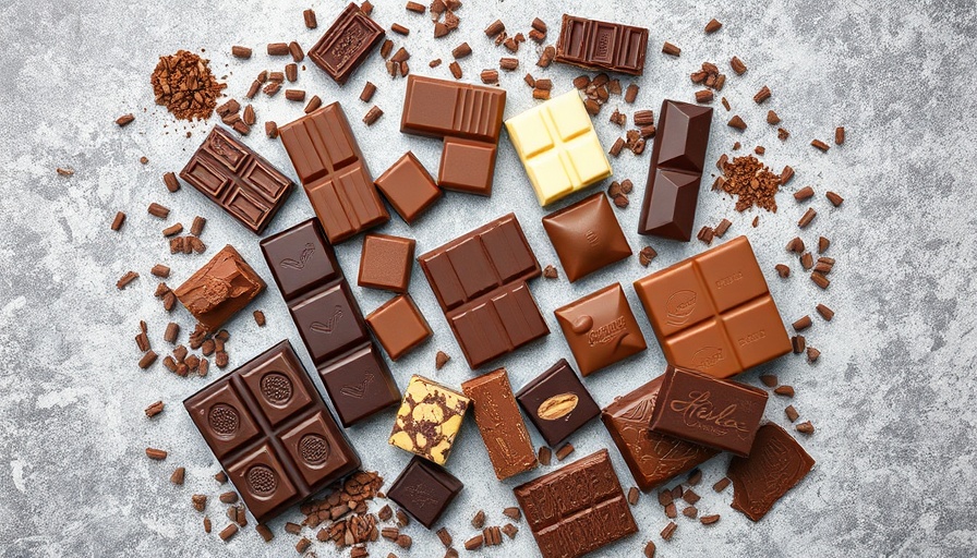 Assorted milk chocolate bars on a textured surface, popular bar snacks.