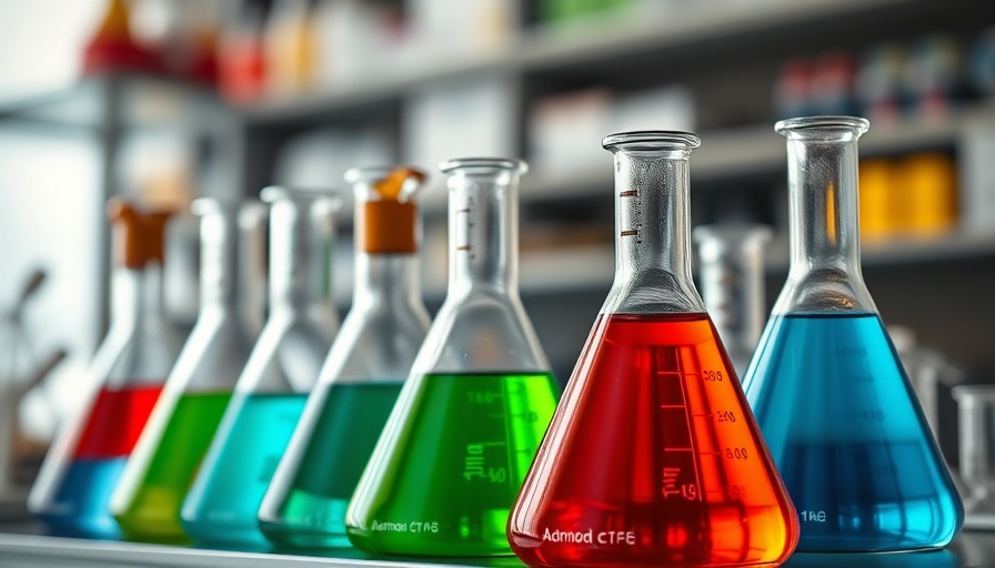 Colorful flasks aligned, representing tiny experiments for business success.