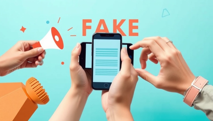 AI combating misinformation concept with hands and smartphone.