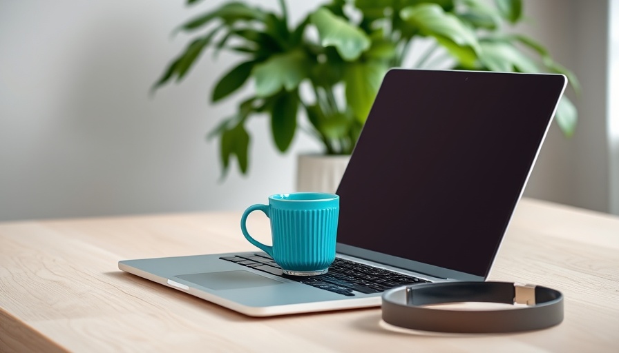 Minimalistic workspace with laptop and coffee for blogging ideas.