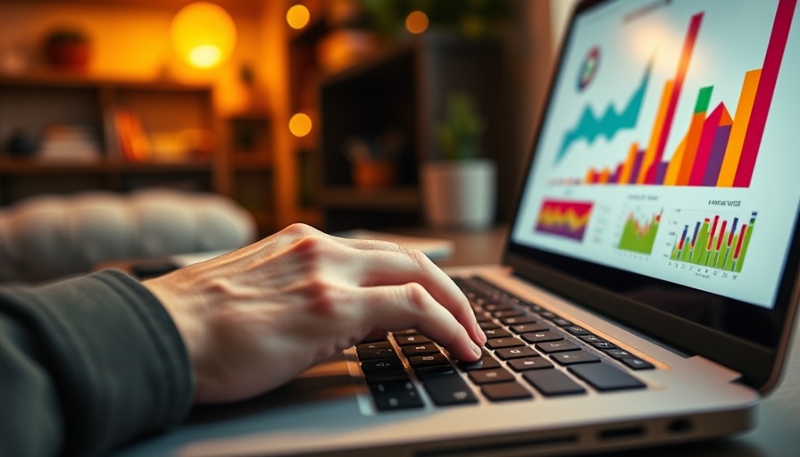 Hand analyzing Shopify Live View insights on a laptop screen.