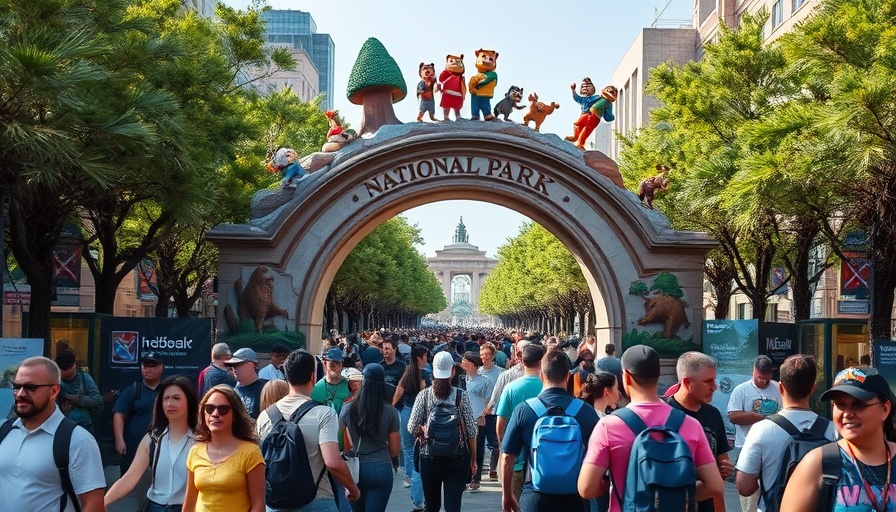 Entrance to Dreamforce event, bustling with attendees.