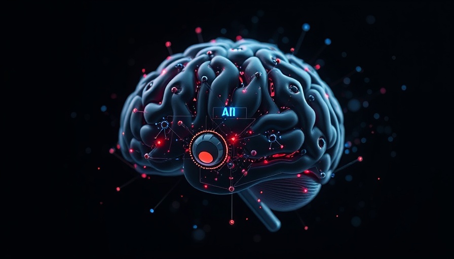 AI driven leader concept with digital brain visualization.