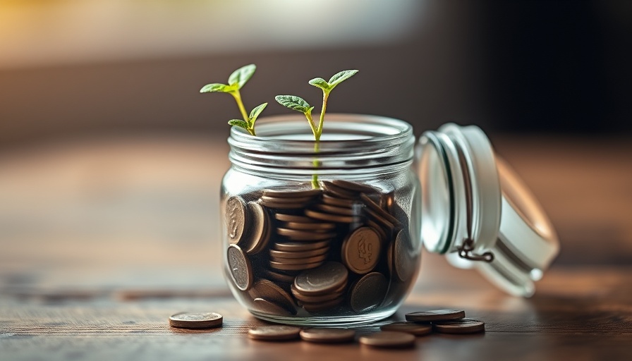 Jar of coins with plant sprouting, redefining the idea of retirement.