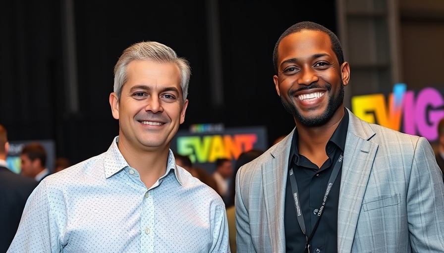 Men at a business event, symbolizing AI Customization Solutions for Small Businesses.