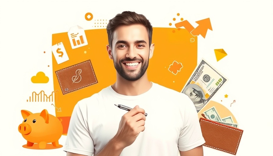 Creative collage of low-budget marketing strategies theme with smiling man.