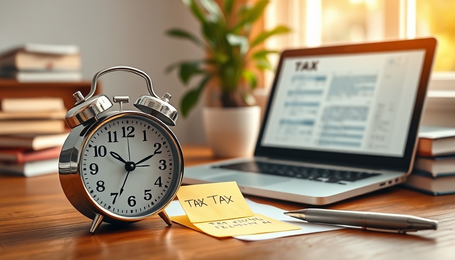 Alarm clock with tax reminder post-it, IRS deadlines for truckers.