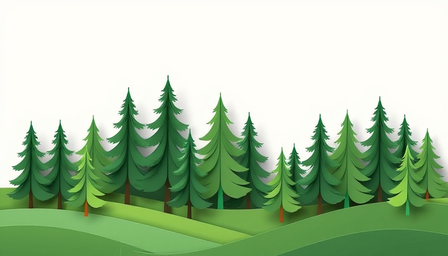 Stylized evergreen trees highlighting evergreen content for better SEO results.