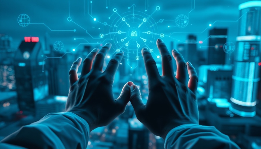 Futuristic AI deployment scene with digital interface.