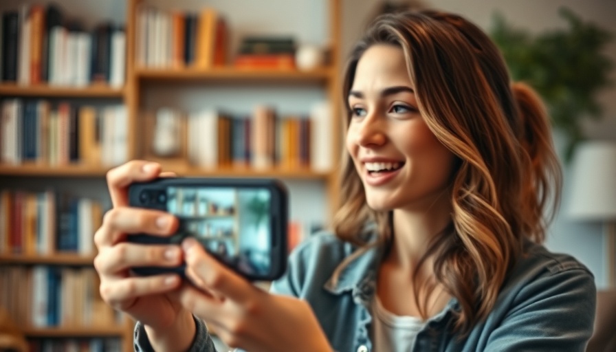 Young woman on smartphone filming, discussing YouTube video types that build trust.