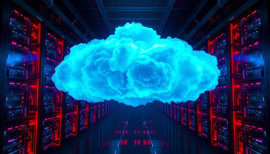 Futuristic cloud in data center examining sensitive data in URLs.