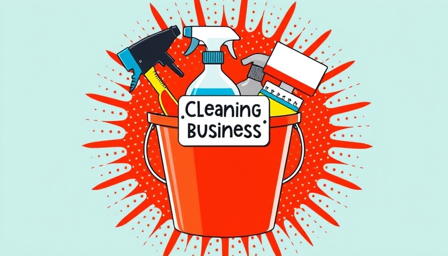 Creative pop-art style image of cleaning CRM supplies with name tag.