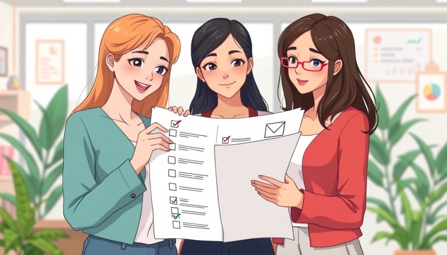 Task management illustration with a checklist and animated figures.