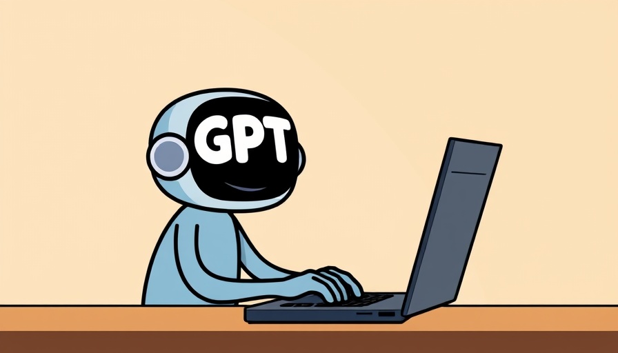 Cartoon character with GPT logo creating images on a laptop.