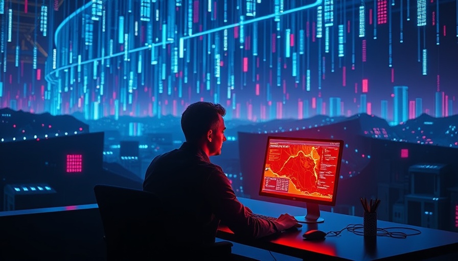 Futuristic digital landscape with a person engaging in LLM feedback loops.