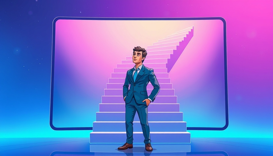 AI pilot projects illustration with digital staircase symbolizing progress