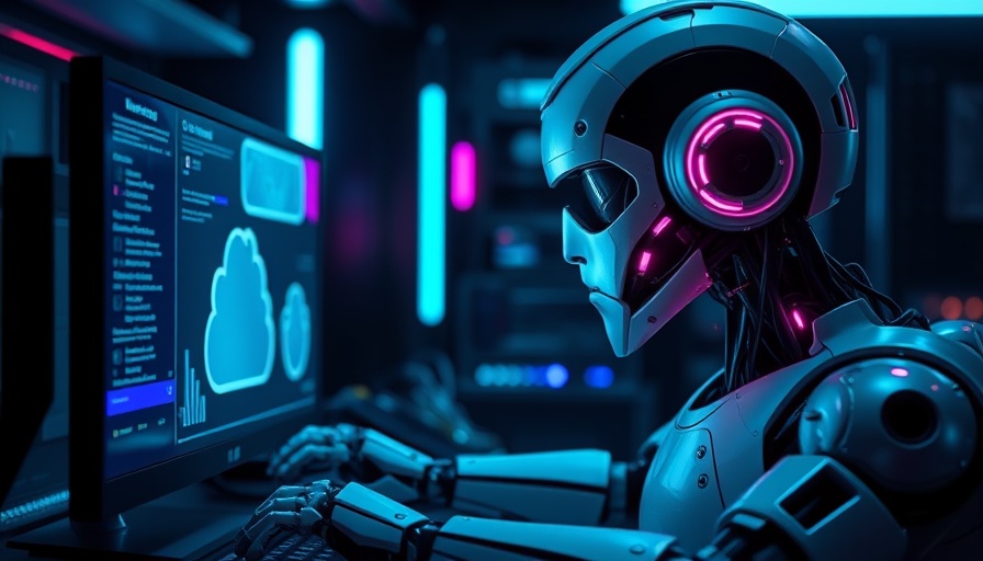 Futuristic robot using computer with digital interface for OpenCUA.