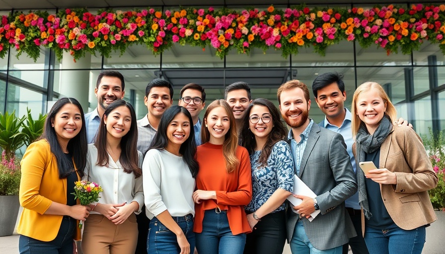 Interns Driving Tech Impact at Salesforce India group photo outside corporate building.