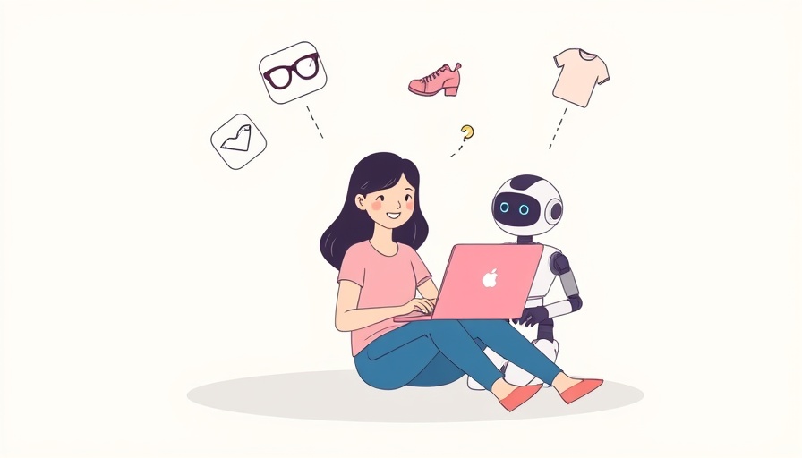 AI website builders illustration with woman and robot.