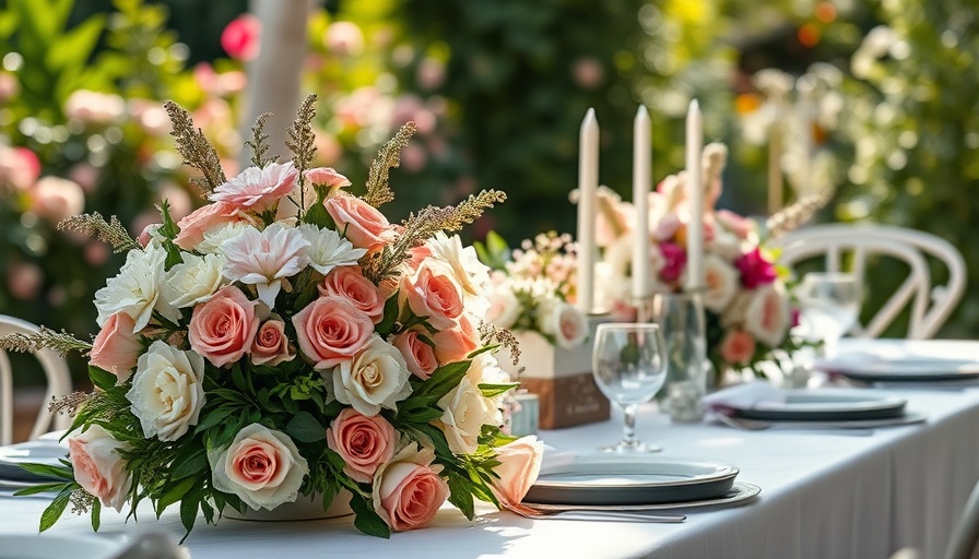 Elegant table setting for an island wedding weekend outdoors.