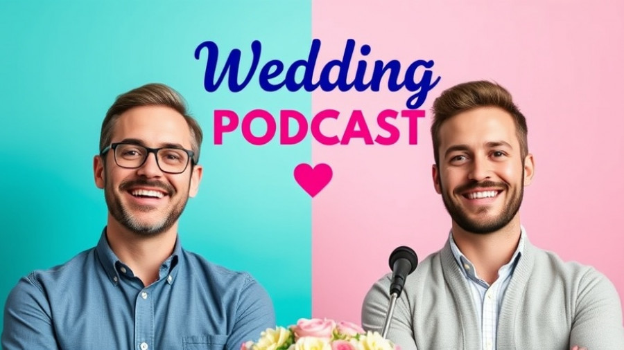 Wedding podcast featuring wedding vendors with two hosts smiling.