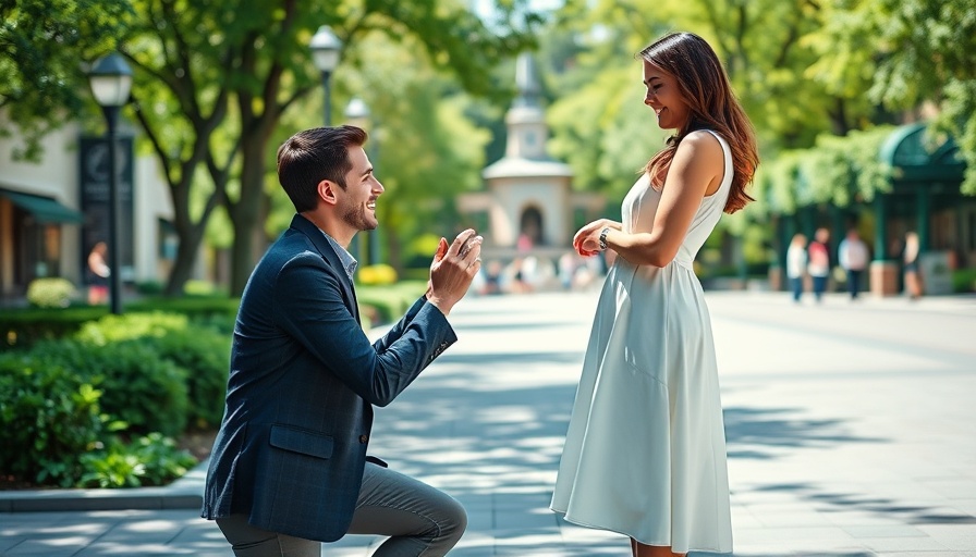 Man proposes in park plaza, Top Cities for a Romantic Proposal.