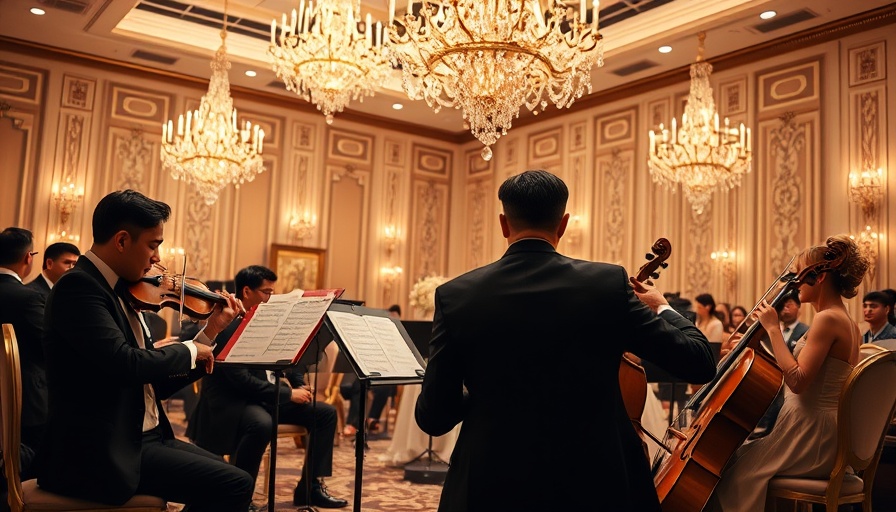 Elegant wedding music selection at grand ballroom ceremony.