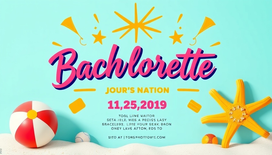 Vibrant bachelorette party invitation 2025 theme with beach elements.