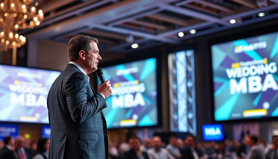 Speaker at Wedding MBA in Las Vegas presenting on stage.