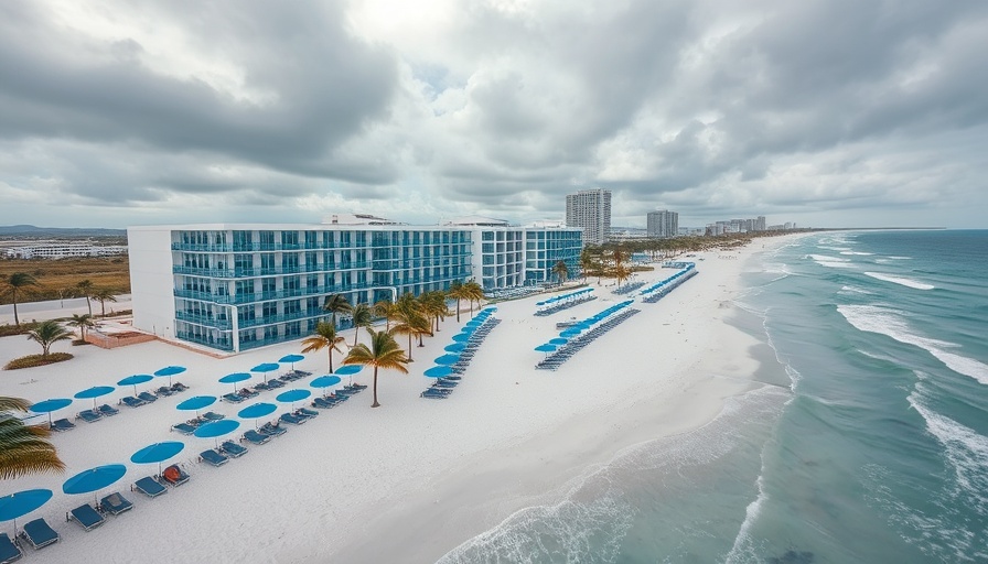 Modern beachfront hotel in Clearwater FL with vibrant beach setup