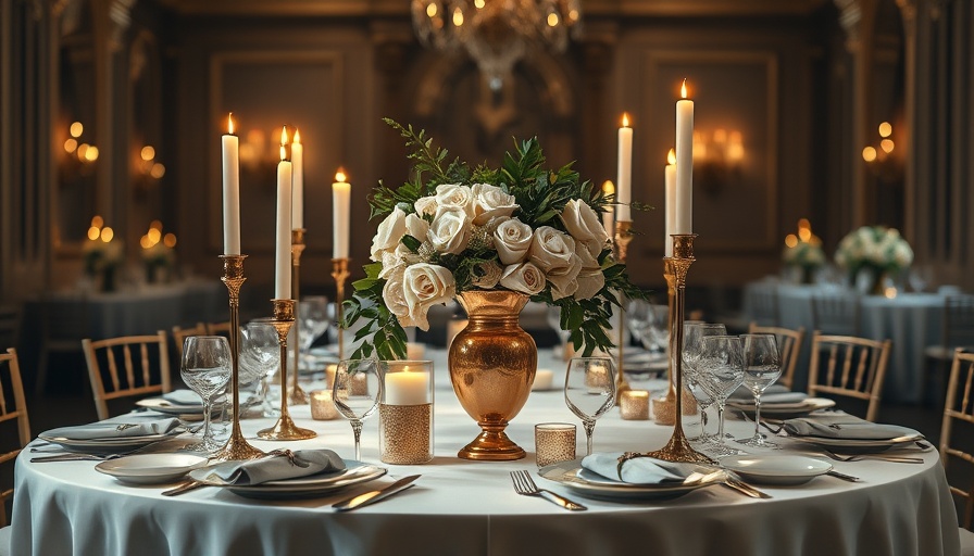 Elegant wedding table with organic blooms and candlelight.