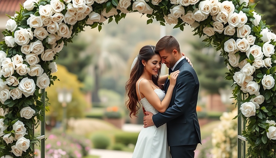 Elegant intimate wedding at home with floral arch