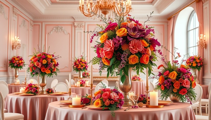 Vibrant wedding setup with bold wedding colors and floral decor.
