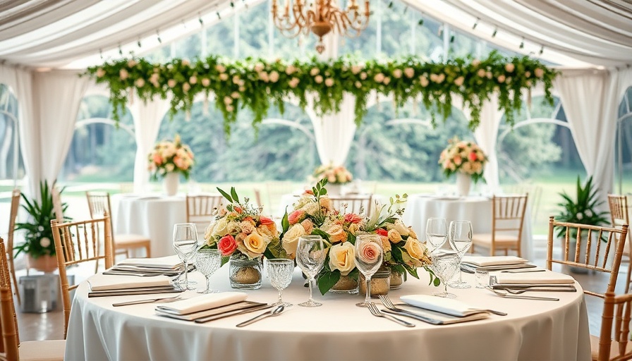 Elegant wedding table setup with white and green decor at a venue
