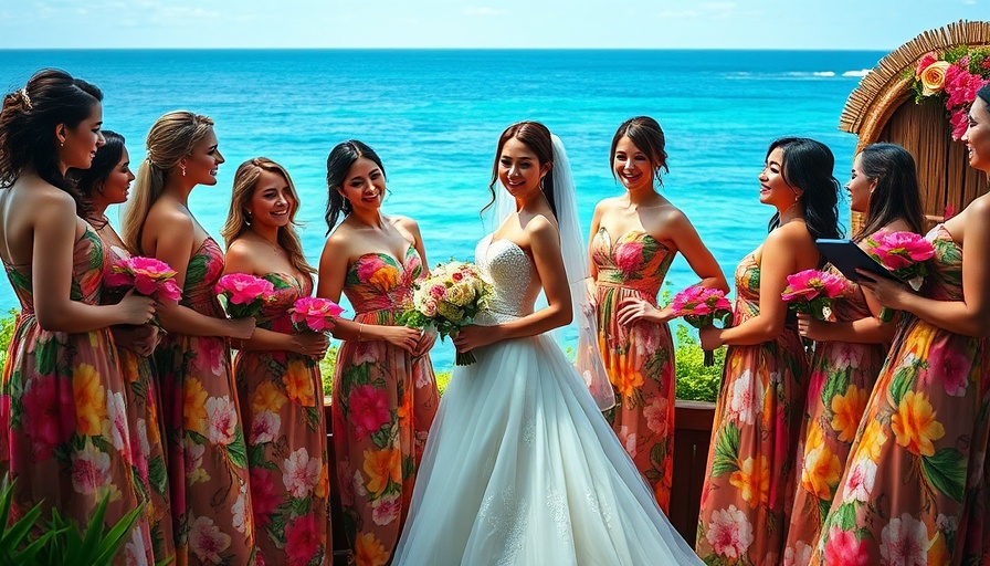 Multi-Day Wedding Celebration at Villa Astor with bride and bridesmaids under floral arch.