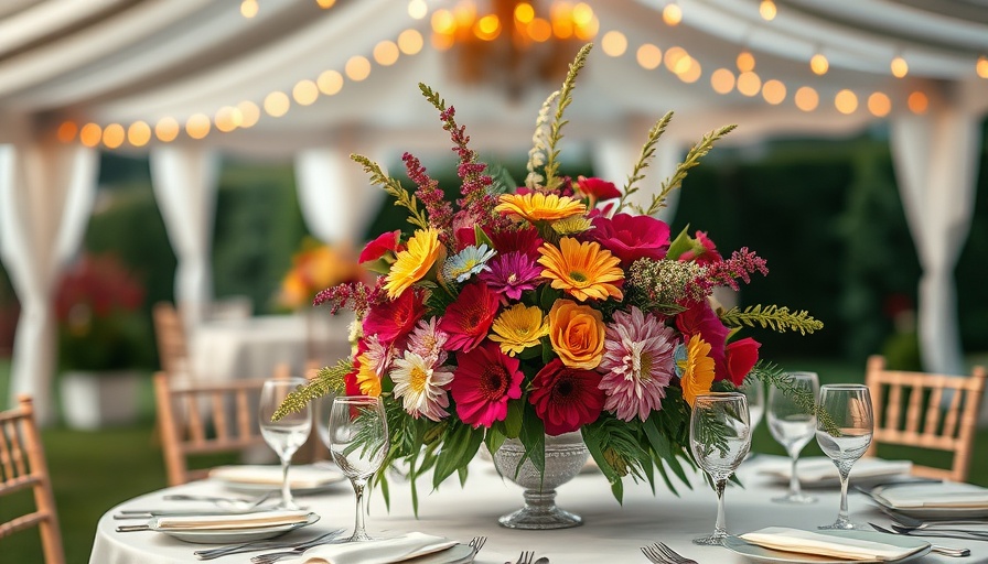 Floral Explosion in Modern Weddings: Elegant table setting with vibrant flowers.