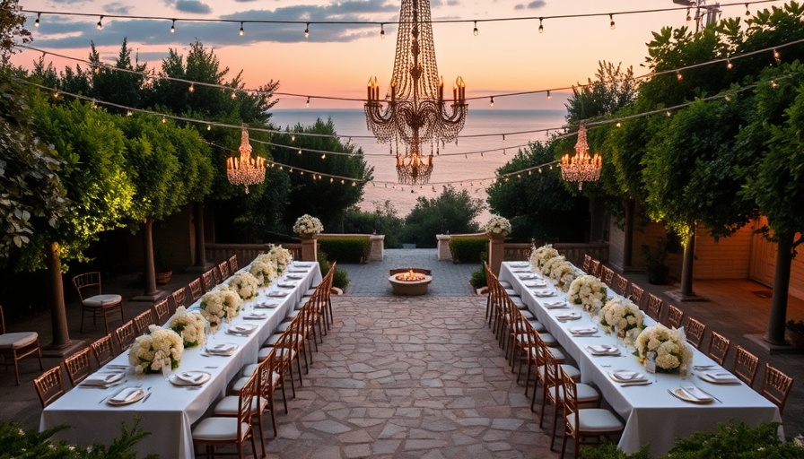Elegant wedding venue in Puglia with beautifully decorated tables.