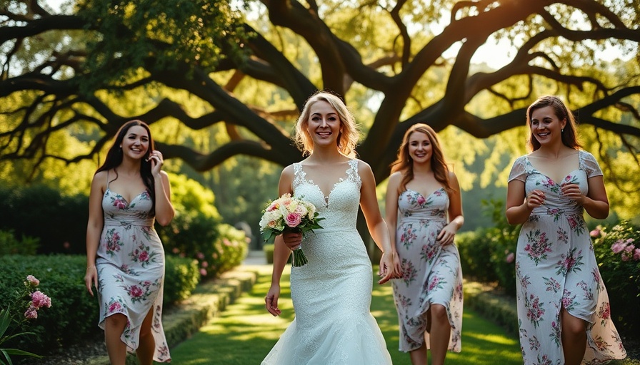 Houston Oaks wedding decor bridal party under oak trees.