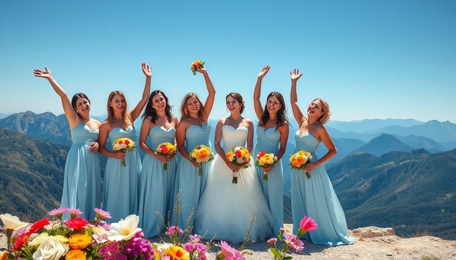 Bride and bridesmaids celebrating a mountaintop wedding in Telluride.