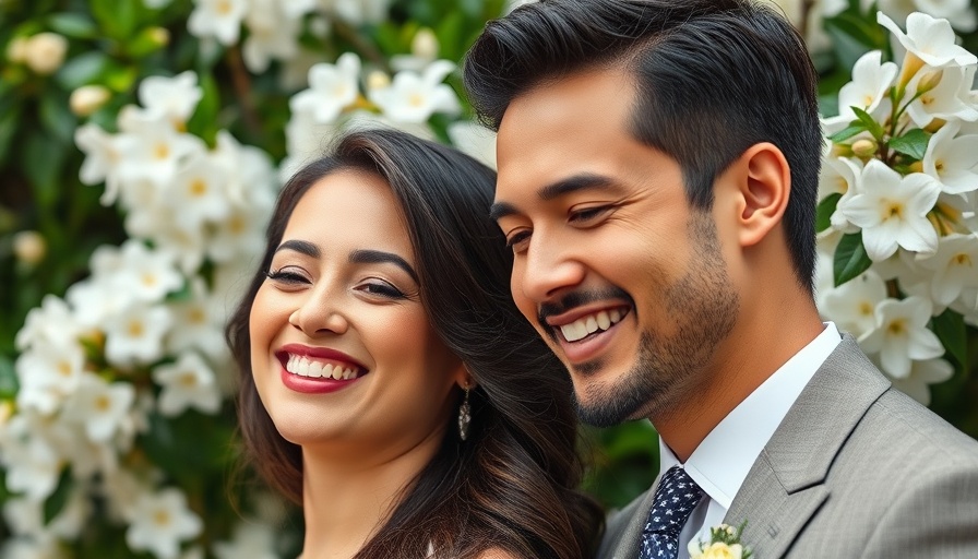 Joyful wedding couple in garden, wedding vendors theme