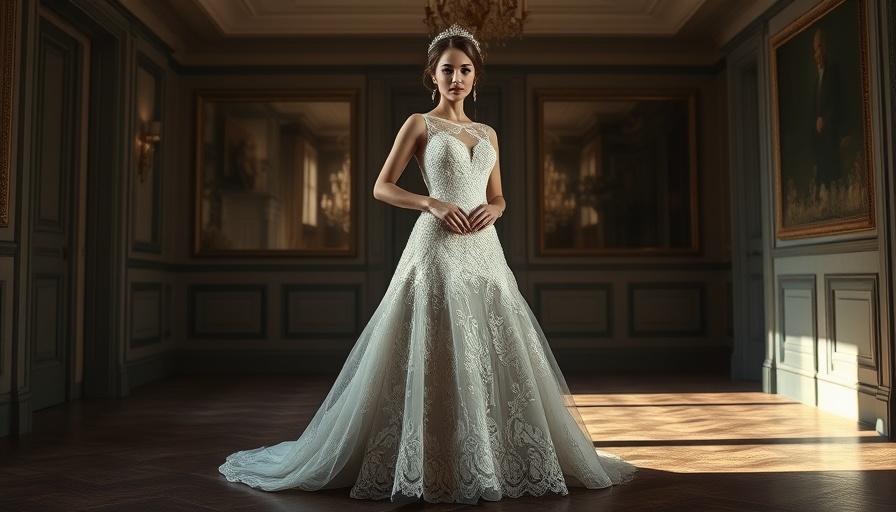 Elegant bridal gown in wedding accessories collection